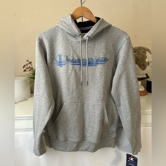 Champion Powerblend Waves Oxford Gray Fleece Hoodie Men Size S NWT - Picture 2 of 7